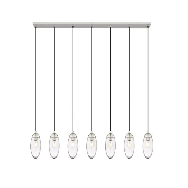 Z-Lite Arden Linear Chandelier, 7-Light, 4.75 In.W x 54 In.L x 12 In.H, Brushed Nickel/Clear 651P-7L-BN - main